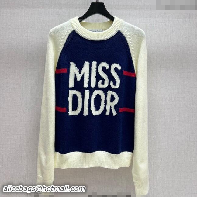 ​Top Grade Dior Miss Dior Sweater 1108 Navy Blue/White 2024