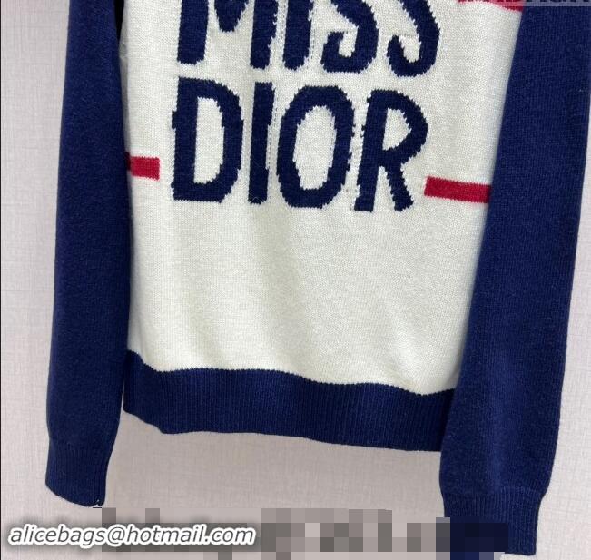 Low Cost Dior Miss Dior Sweater 1108 Navy Blue/White 2024