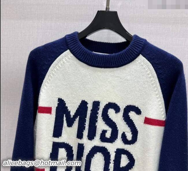 Low Cost Dior Miss Dior Sweater 1108 Navy Blue/White 2024