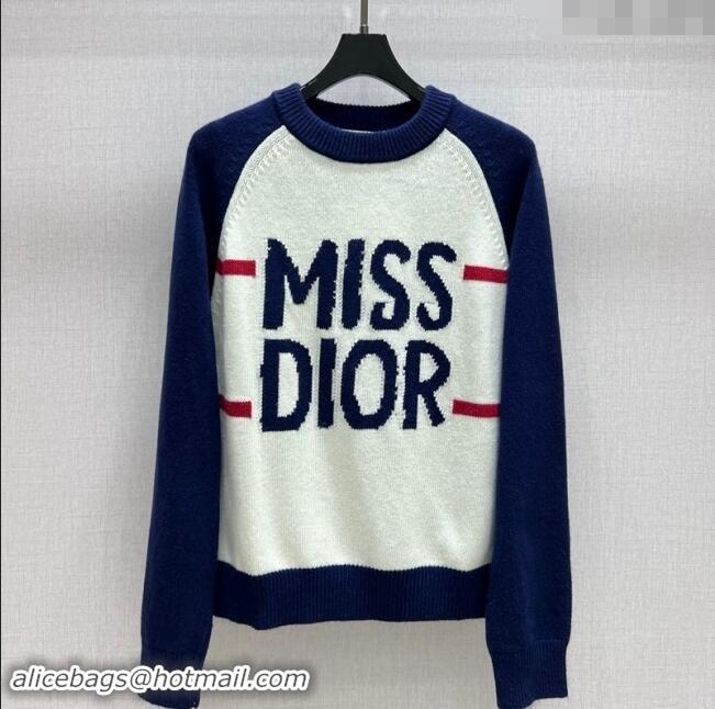 Low Cost Dior Miss Dior Sweater 1108 Navy Blue/White 2024