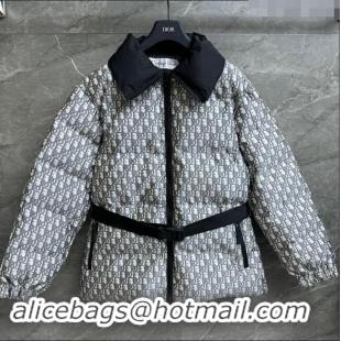 Buy Discount Dior Snow Oblique Padded Jacket with Buckle Strap 1108 Grey 2024