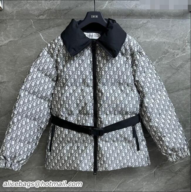 Buy Discount Dior Snow Oblique Padded Jacket with Buckle Strap 1108 Grey 2024