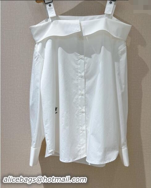 Discount Dior Shoulder Strap Shirt 1108 White 2024