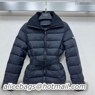 Super Quality Prada Down Jacket with Buckle 110802 Black 2024