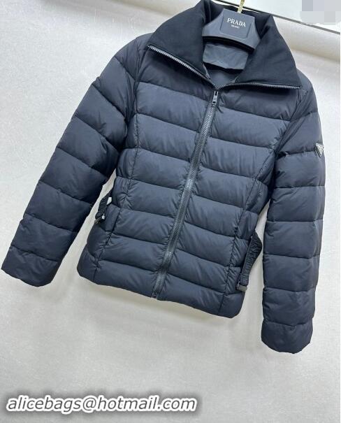 Super Quality Prada Down Jacket with Buckle 110802 Black 2024