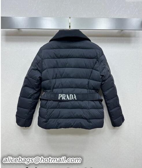 Super Quality Prada Down Jacket with Buckle 110802 Black 2024