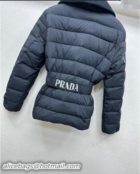 Super Quality Prada Down Jacket with Buckle 110802 Black 2024