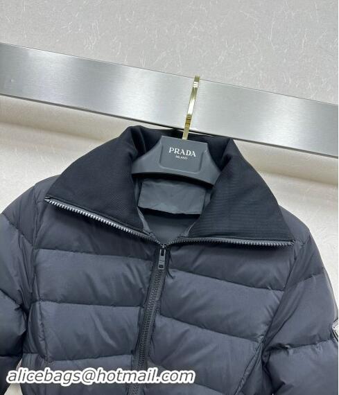 Super Quality Prada Down Jacket with Buckle 110802 Black 2024