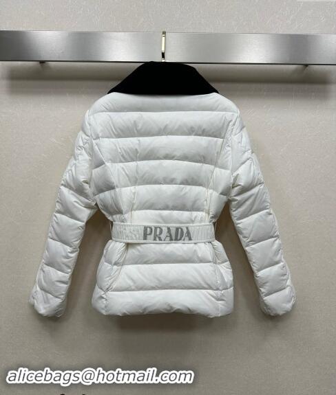 Luxury Discount Prada Down Jacket with Buckle 110802 White 2024