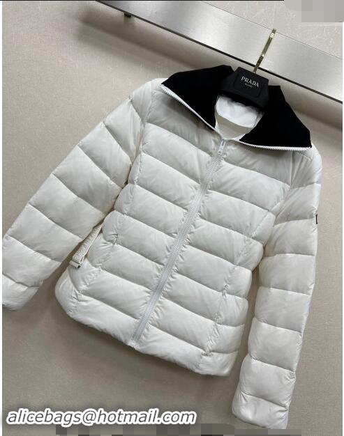 Luxury Discount Prada Down Jacket with Buckle 110802 White 2024