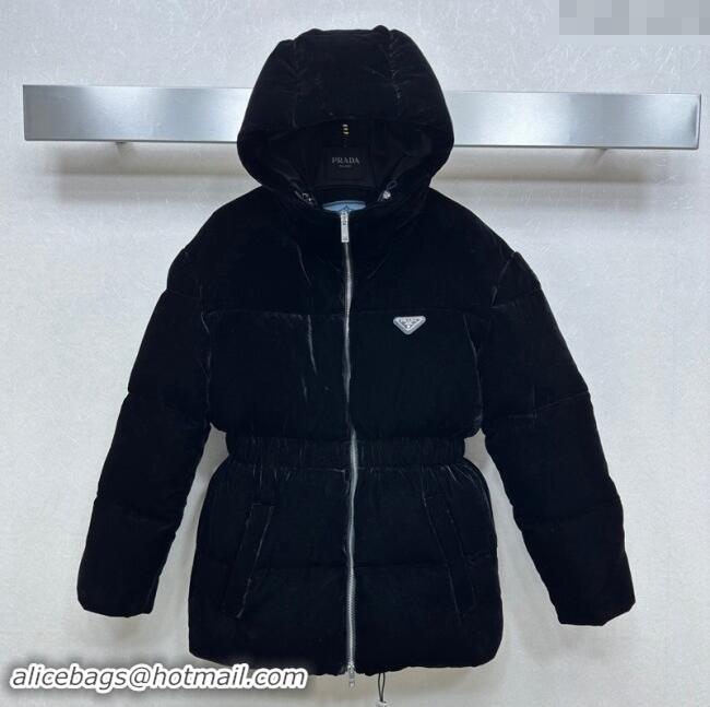 Market Sells Prada Velvet Down Jacket 1108 Black 2024