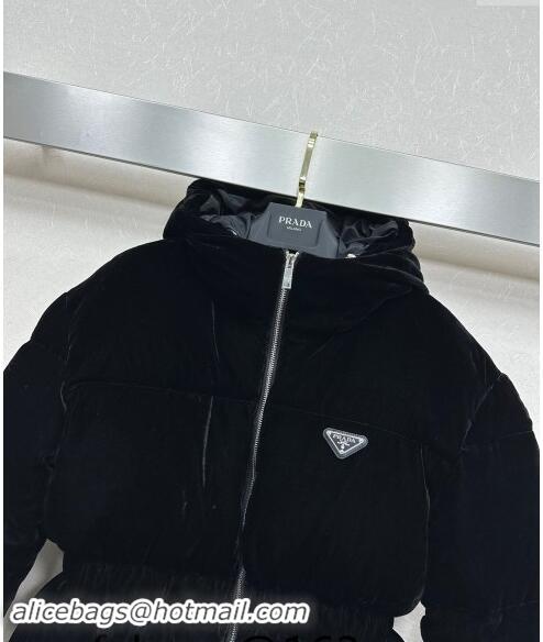 Market Sells Prada Velvet Down Jacket 1108 Black 2024