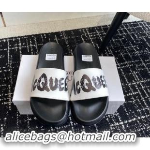 Classic Specials Alexander McQueen TPU Slide Sandals with Signature Print White/Black 430119