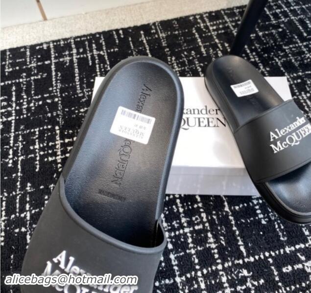 Popular Style Alexander McQueen TPU Slide Sandals Black/White 430120