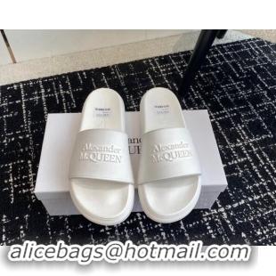 Low Cost Alexander McQueen TPU Slide Sandals All White 430123