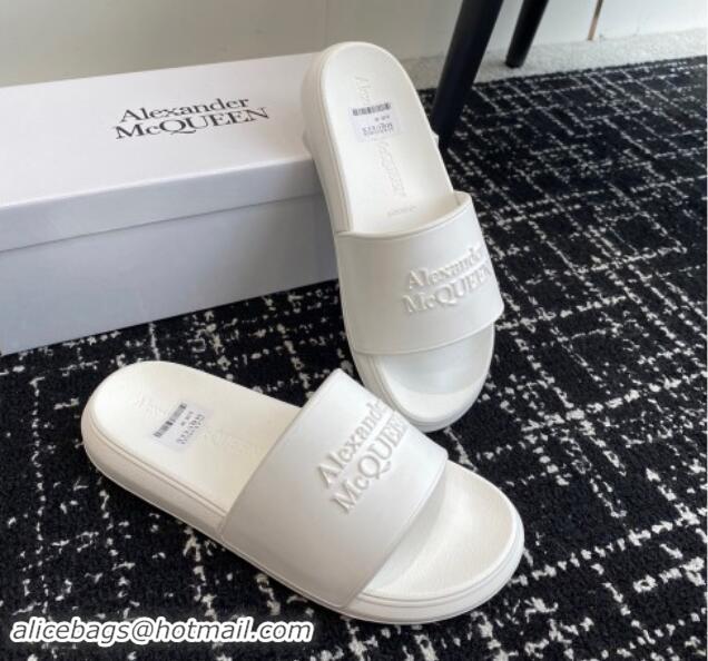 Low Cost Alexander McQueen TPU Slide Sandals All White 430123