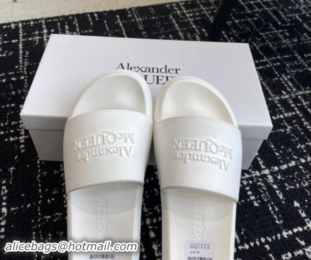 Low Cost Alexander McQueen TPU Slide Sandals All White 430123