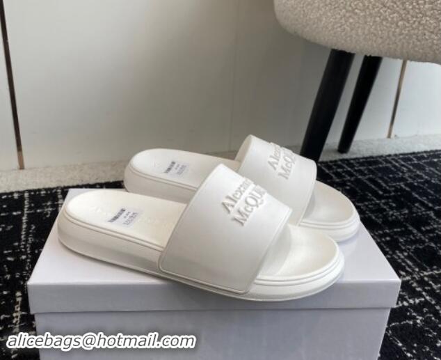 Low Cost Alexander McQueen TPU Slide Sandals All White 430123