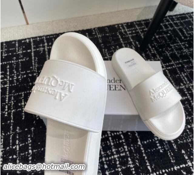 Low Cost Alexander McQueen TPU Slide Sandals All White 430123