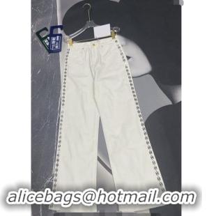 ​Grade Cheap Chanel Pants with CC Chain 1108 White 2024