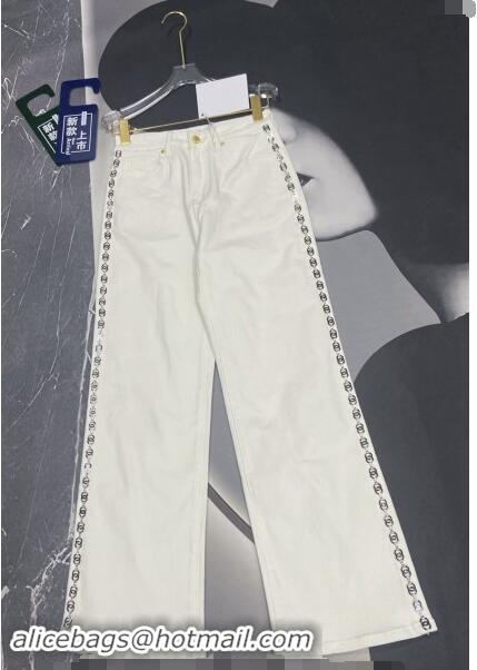 ​Grade Cheap Chanel Pants with CC Chain 1108 White 2024