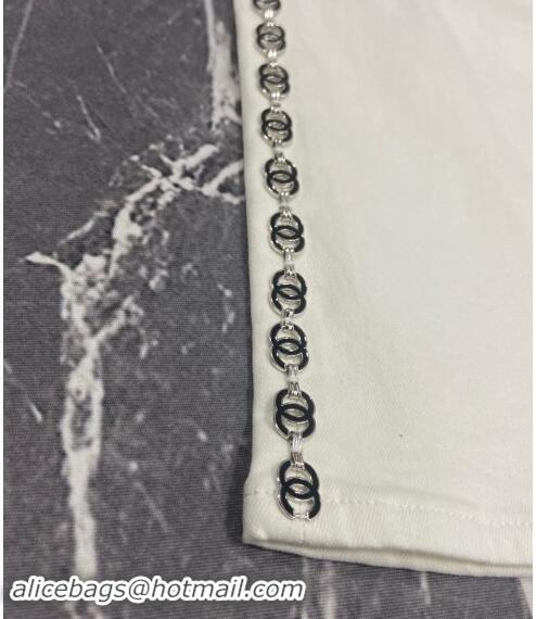 ​Grade Cheap Chanel Pants with CC Chain 1108 White 2024