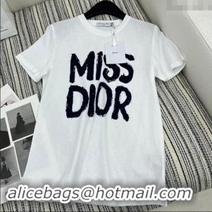 Buy Fashionable Dior Miss Dior T-Shirt 1108 White/Black 2024