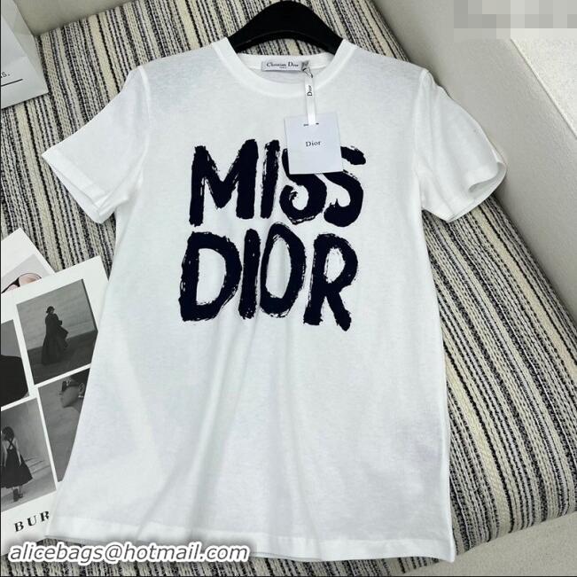 Buy Fashionable Dior Miss Dior T-Shirt 1108 White/Black 2024