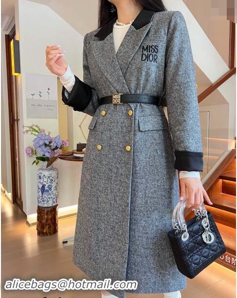 Super Quality Dior Miss Dior Long Coat 1108 Grey 2024