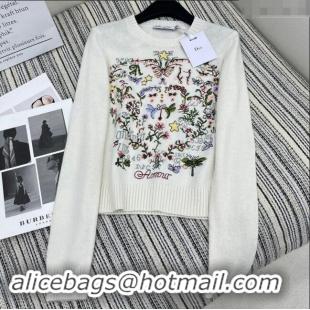 ​Top Quality Dior Embroidered Sweater 1108 White 2024