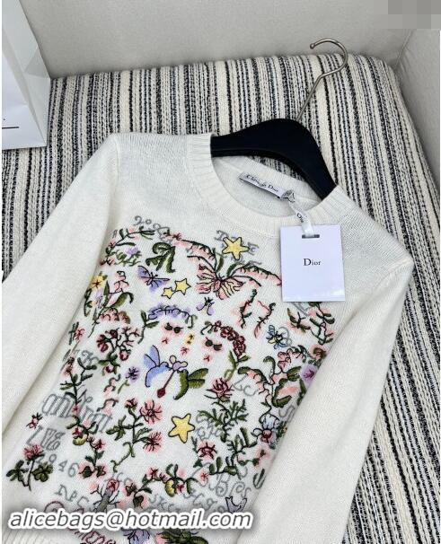 ​Top Quality Dior Embroidered Sweater 1108 White 2024