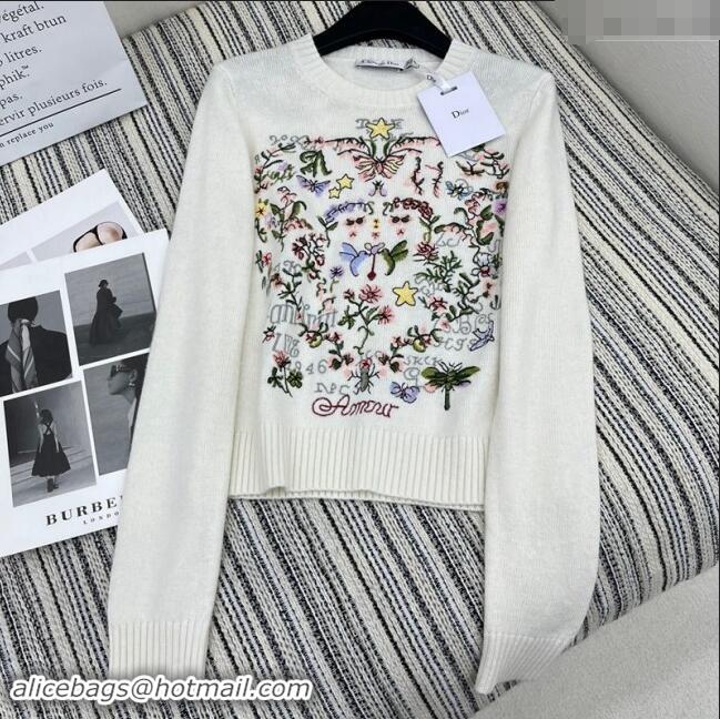 ​Top Quality Dior Embroidered Sweater 1108 White 2024