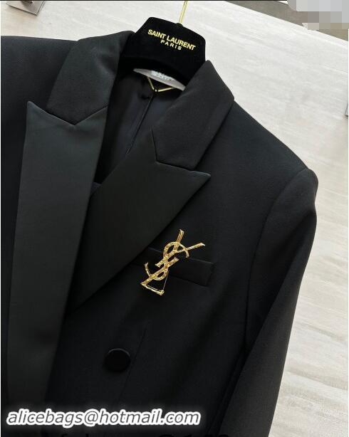 ​Reasonable Price Saint Laurent Brooch Jacket 1108 Black 2024