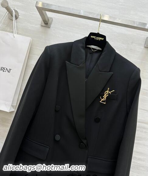 ​Reasonable Price Saint Laurent Brooch Jacket 1108 Black 2024