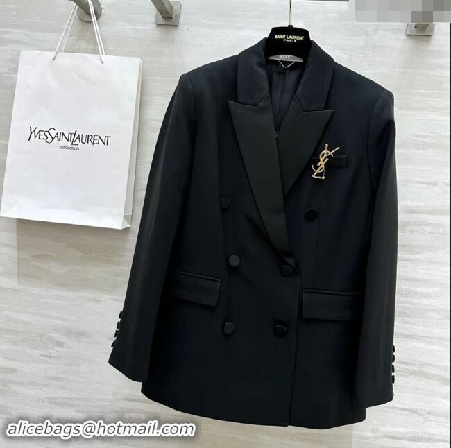 ​Reasonable Price Saint Laurent Brooch Jacket 1108 Black 2024