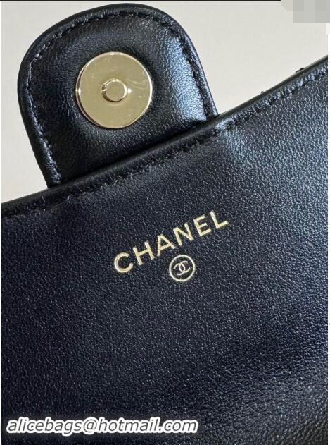 Unique Grade Chanel Patent Calfskin Flap Phone Holder with Chain AP3226 Black 2024