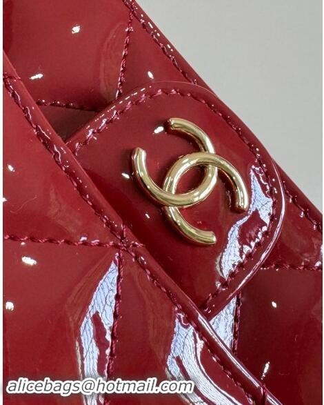 Buy Discount Chanel Patent Calfskin Flap Phone Holder with Chain AP3226 Red 2024