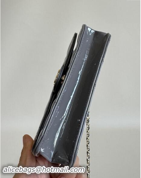 Top Quality Chanel Patent Calfskin Flap Phone Holder with Chain AP3226 Grey 2024