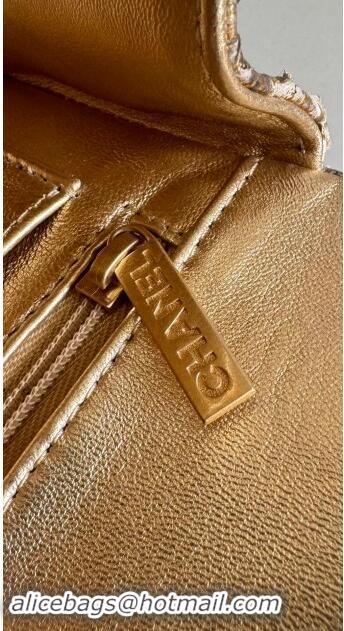 Big Discount Chanel Mini Classic Flap Bag with Top Handle in Pythonskin Leather AS2431 Gold-Tone 2024