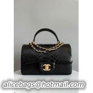 Reasonable Price Chanel Mini Classic Flap Bag with Top Handle in Pythonskin Leather AS2431 Black 2024