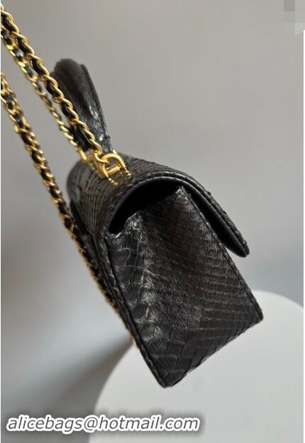 Reasonable Price Chanel Mini Classic Flap Bag with Top Handle in Pythonskin Leather AS2431 Black 2024