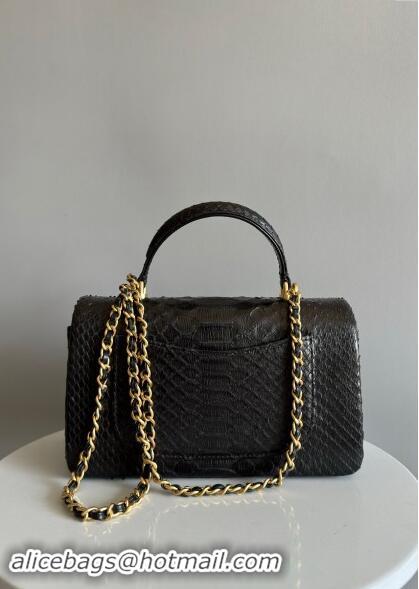 Reasonable Price Chanel Mini Classic Flap Bag with Top Handle in Pythonskin Leather AS2431 Black 2024