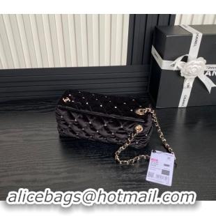 Good Product Chanel Velvet & Strass Clutch with Chain AP4164 Black 2024