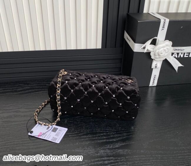 Good Product Chanel Velvet & Strass Clutch with Chain AP4164 Black 2024