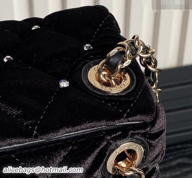 Good Product Chanel Velvet & Strass Clutch with Chain AP4164 Black 2024