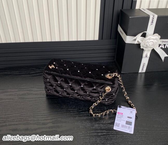 Good Product Chanel Velvet & Strass Clutch with Chain AP4164 Black 2024