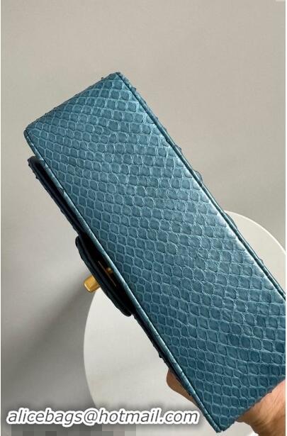 Top Design Chanel Mini Classic Flap Bag with Top Handle in Pythonskin Leather AS2431 Blue 2024