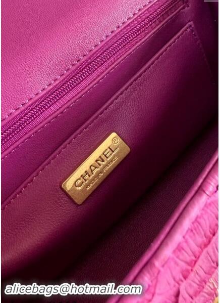 Grade Quality Chanel Mini Classic Flap Bag with Top Handle in Pythonskin Leather AS2431 Dark Pink 2024