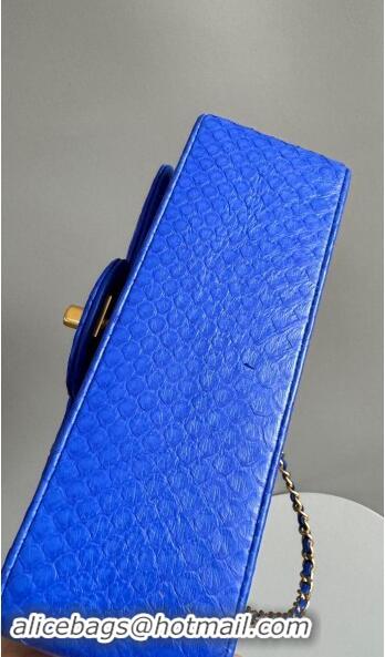 Best Price Chanel Mini Classic Flap Bag with Top Handle in Pythonskin Leather AS2431 Blue 2024