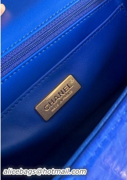 Best Price Chanel Mini Classic Flap Bag with Top Handle in Pythonskin Leather AS2431 Blue 2024